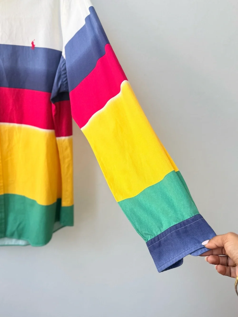 Polo by Ralph Lauren Y2K Multicolor Striped Button-Down Shirt - Green/Yellow/Red
